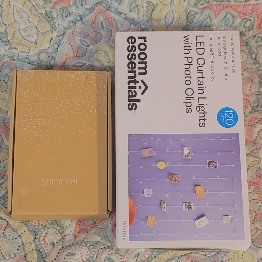 hp Sprocket Blush Pink Mini Instant Printer With Curtain Lights included!